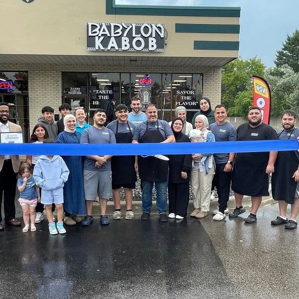 Grand opening ribbon cutting at Babylon Kabob